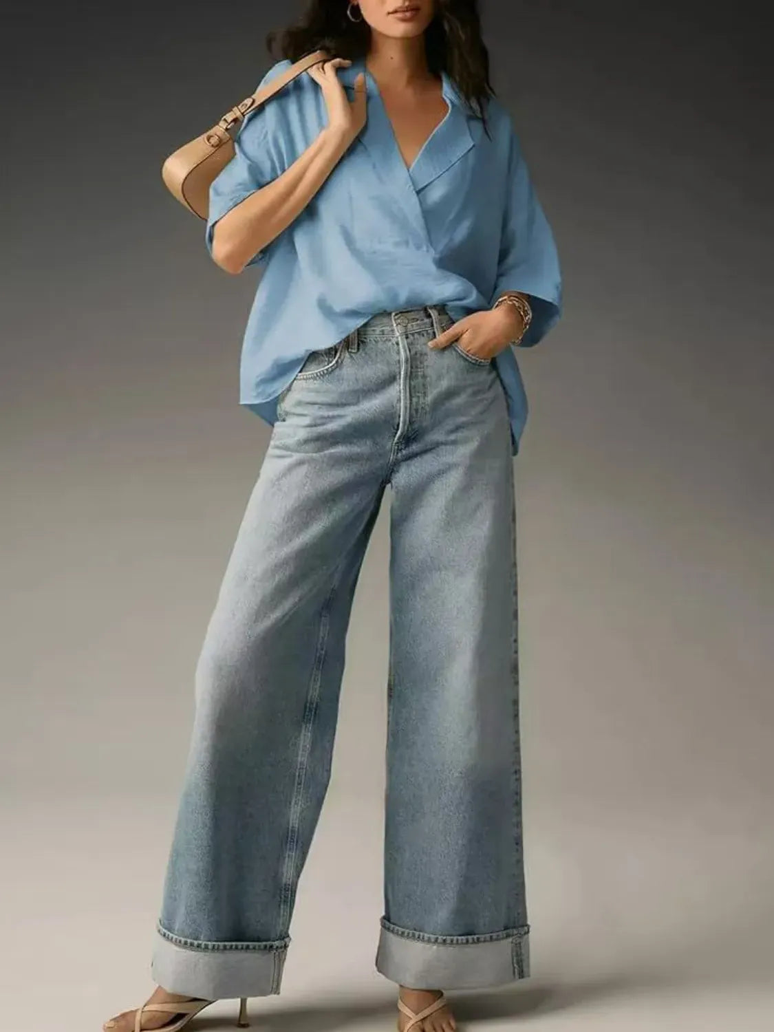 Collared Neck Half Sleeve Blouse-Krush Kandy, Women's Online Fashion Boutique Located in Phoenix, Arizona (Scottsdale Area)