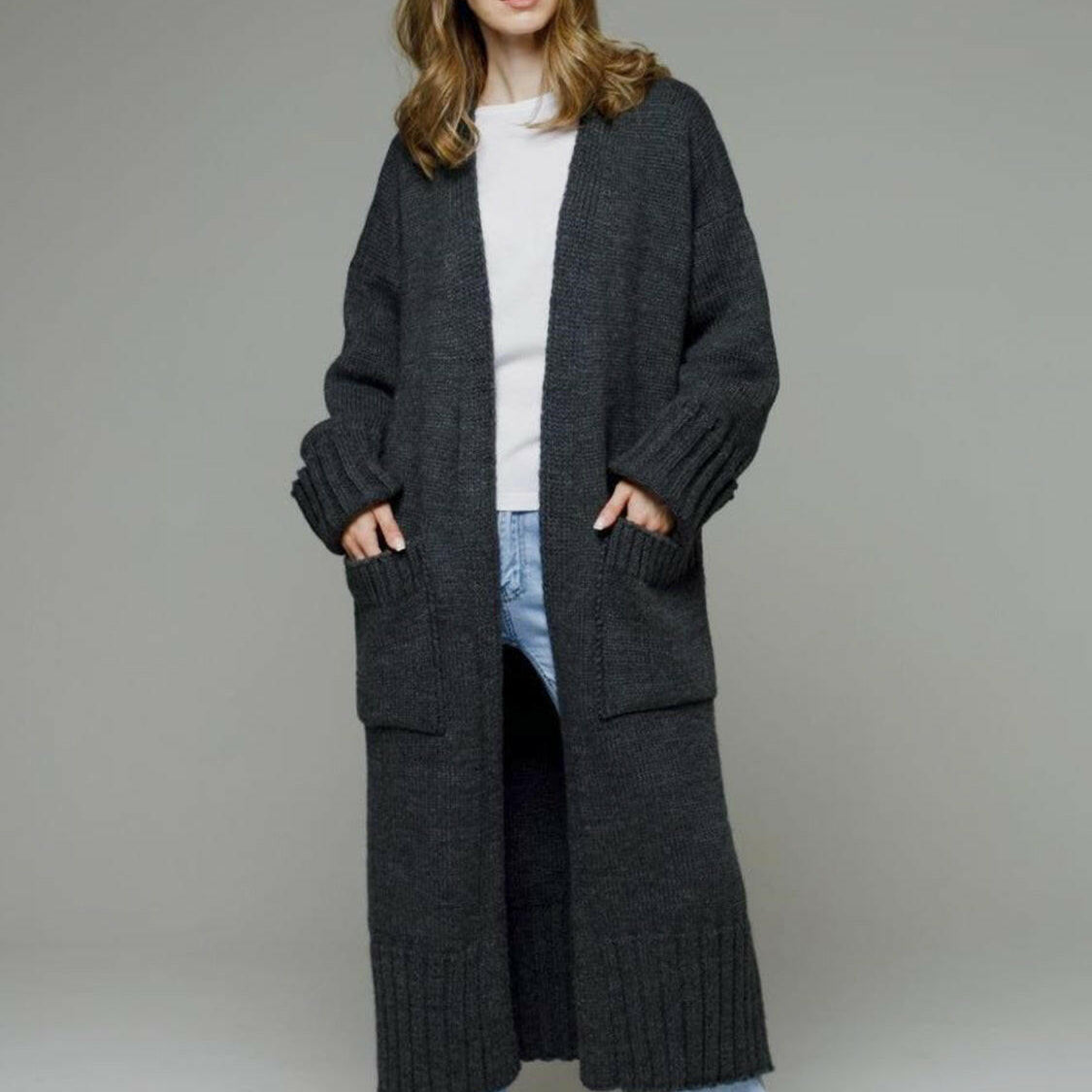 Pocketed Open Front Dropped Shoulder Cardigan-Krush Kandy, Women's Online Fashion Boutique Located in Phoenix, Arizona (Scottsdale Area)