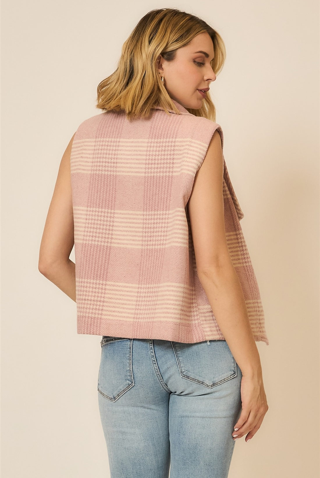 Plaid Open Front Sleeveless Jacket-Vests-Krush Kandy, Women's Online Fashion Boutique Located in Phoenix, Arizona (Scottsdale Area)