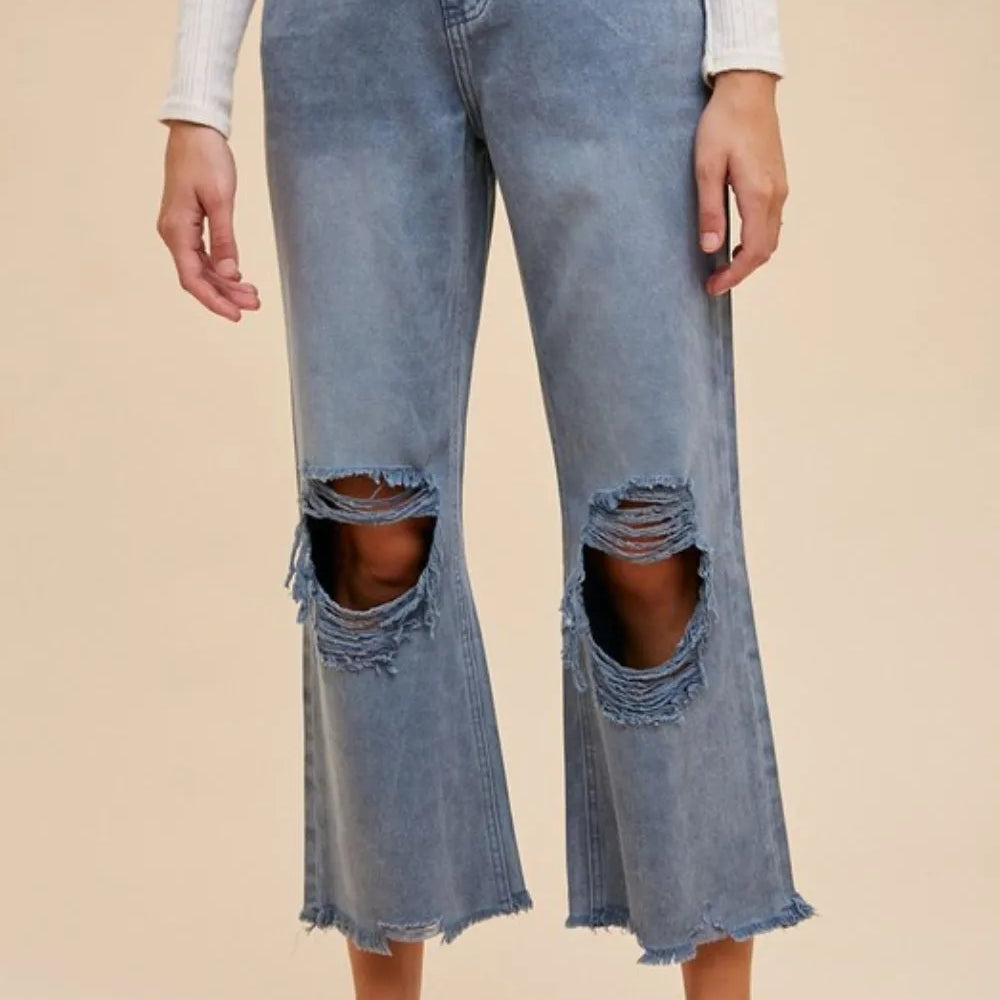 Annie Wear Distressed Raw Hem Jeans-Jeans-Krush Kandy, Women's Online Fashion Boutique Located in Phoenix, Arizona (Scottsdale Area)
