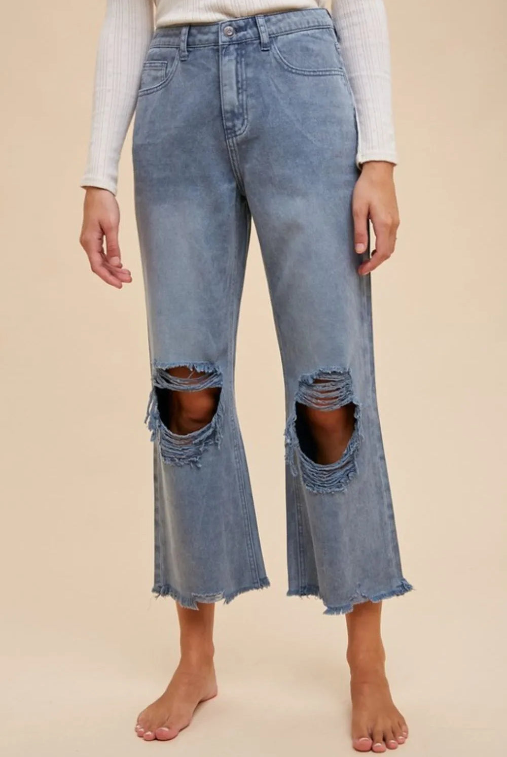 Annie Wear Distressed Raw Hem Jeans-Jeans-Krush Kandy, Women's Online Fashion Boutique Located in Phoenix, Arizona (Scottsdale Area)