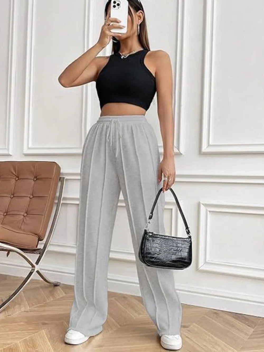 Drawstring Wide Leg Pants with Pockets-PANTS-Krush Kandy, Women's Online Fashion Boutique Located in Phoenix, Arizona (Scottsdale Area)