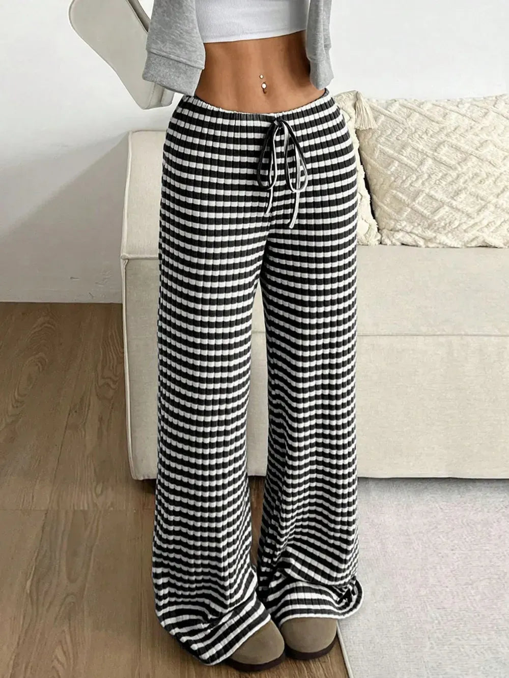 Tied Striped Wide Leg Pants-PANTS-Krush Kandy, Women's Online Fashion Boutique Located in Phoenix, Arizona (Scottsdale Area)