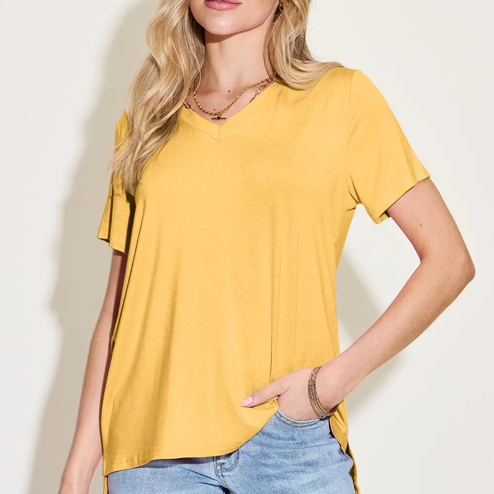 Basic Bae Essential V-Neck Bamboo Top-Tops-Krush Kandy, Women's Online Fashion Boutique Located in Phoenix, Arizona (Scottsdale Area)