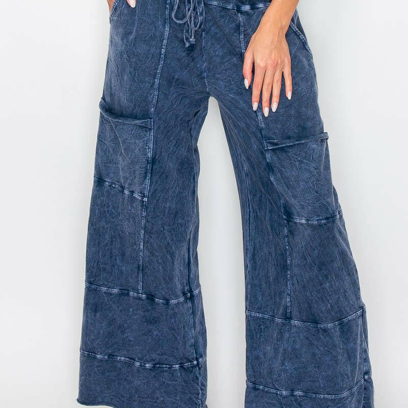 Seaside Breeze Mineral Wash Wide Leg Cropped Pants-Bottoms-Krush Kandy, Women's Online Fashion Boutique Located in Phoenix, Arizona (Scottsdale Area)