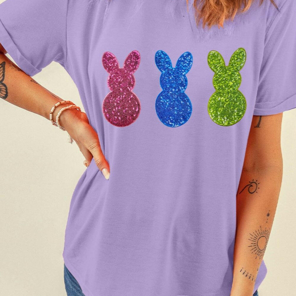 Shiny Bunny Short Sleeve T-Shirt-Graphic Tees-Krush Kandy, Women's Online Fashion Boutique Located in Phoenix, Arizona (Scottsdale Area)