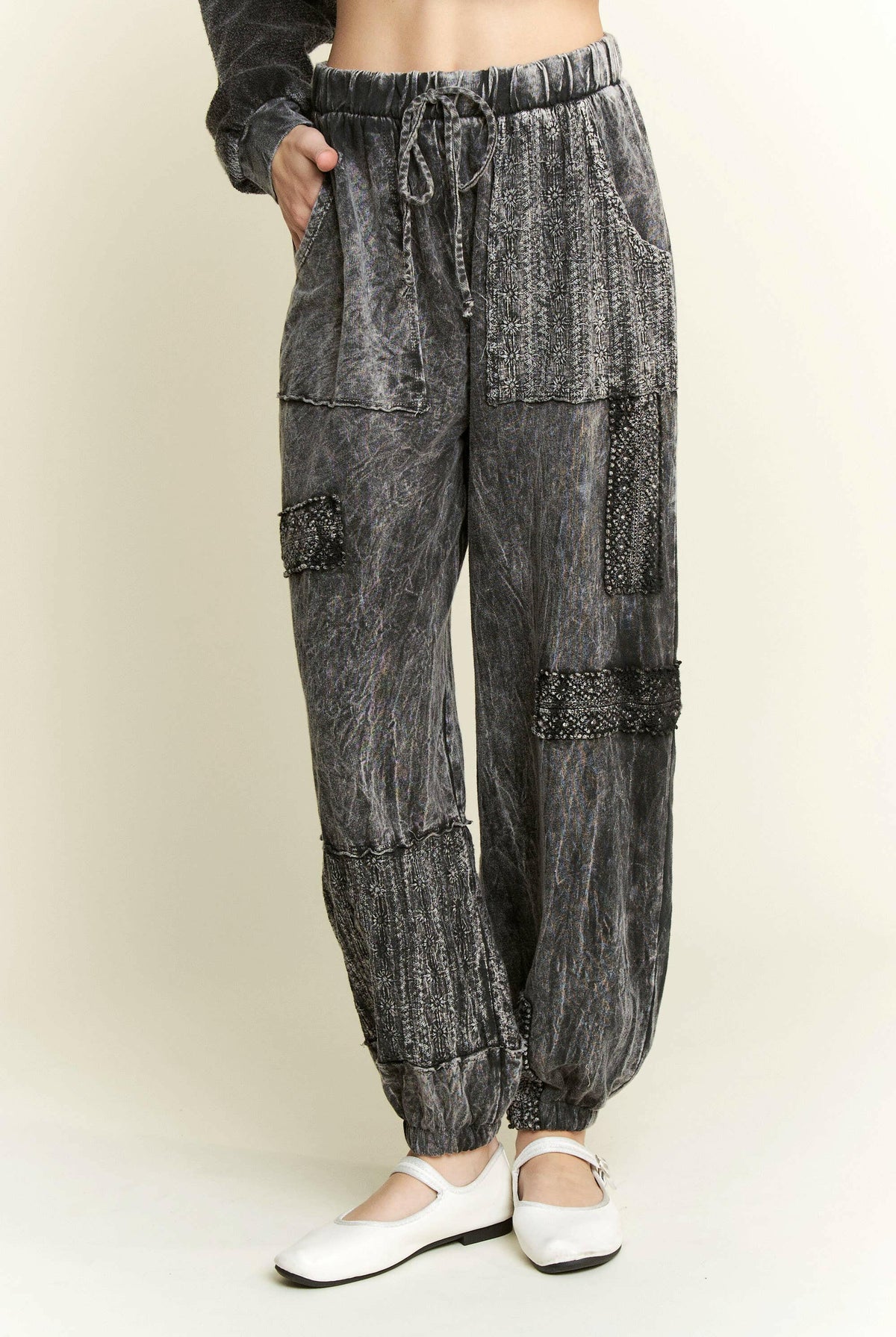 MineralWash Eyelet detailed Boho Joggers-Krush Kandy, Women's Online Fashion Boutique Located in Phoenix, Arizona (Scottsdale Area)