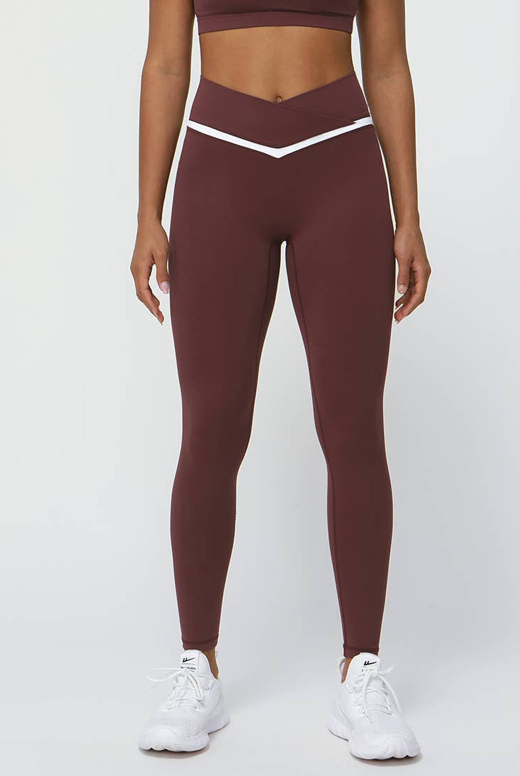 Women Color Block Cross Waist Yoga Leggings-Leggings-Krush Kandy, Women's Online Fashion Boutique Located in Phoenix, Arizona (Scottsdale Area)