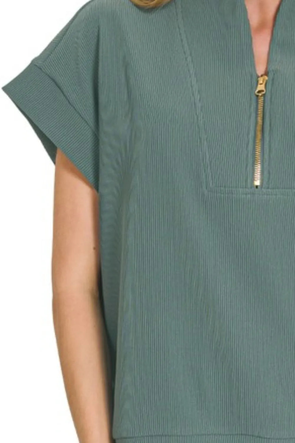 Ribbed High Neck Half Zip Top-Tops-Krush Kandy, Women's Online Fashion Boutique Located in Phoenix, Arizona (Scottsdale Area)