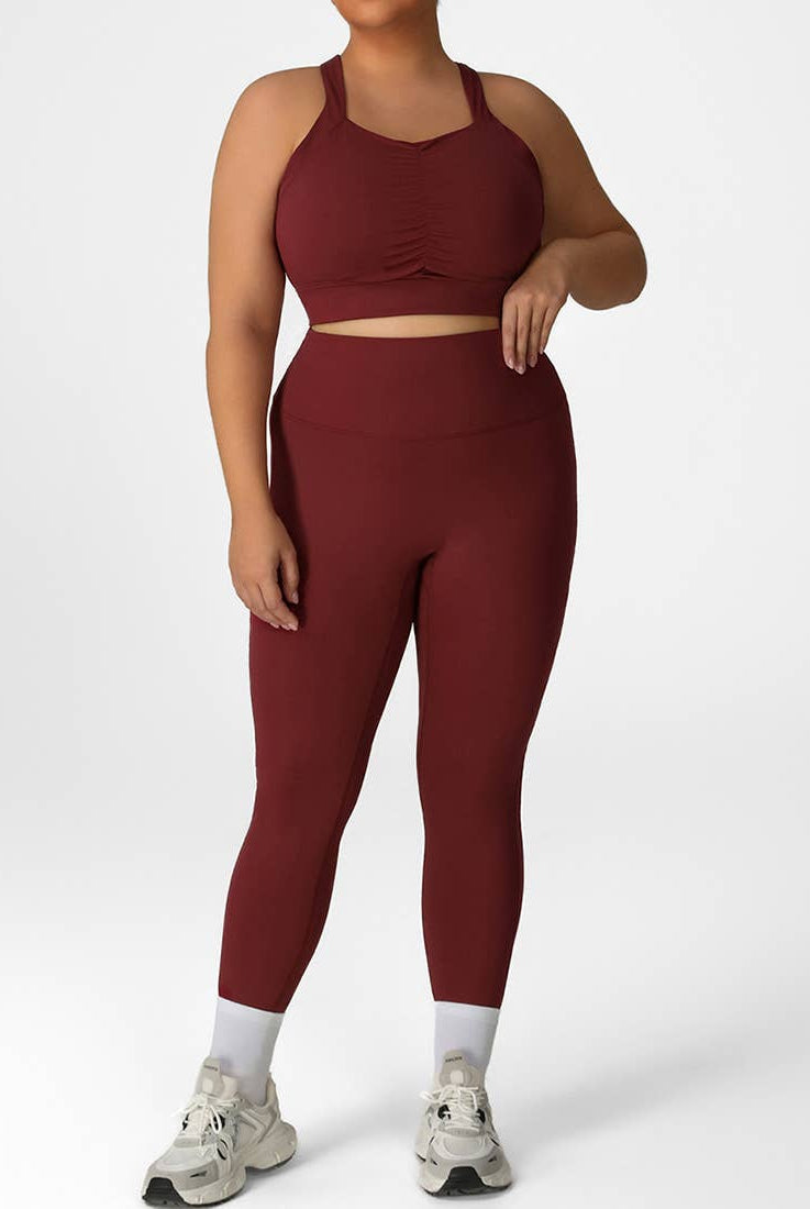 Plus-Size Burgundy Activewear Set-Leggings-Krush Kandy, Women's Online Fashion Boutique Located in Phoenix, Arizona (Scottsdale Area)