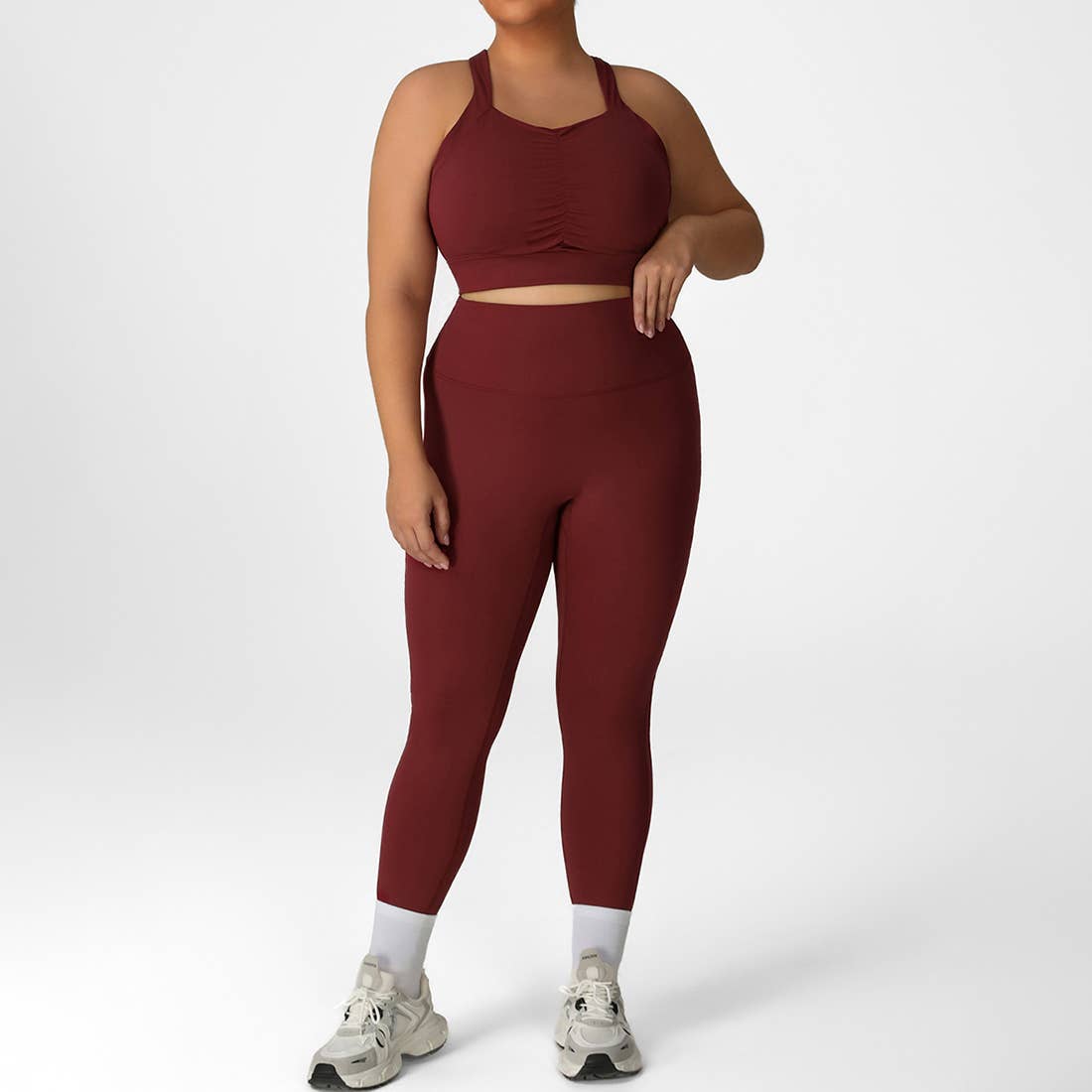Plus-Size Burgundy Activewear Set-Leggings-Krush Kandy, Women's Online Fashion Boutique Located in Phoenix, Arizona (Scottsdale Area)