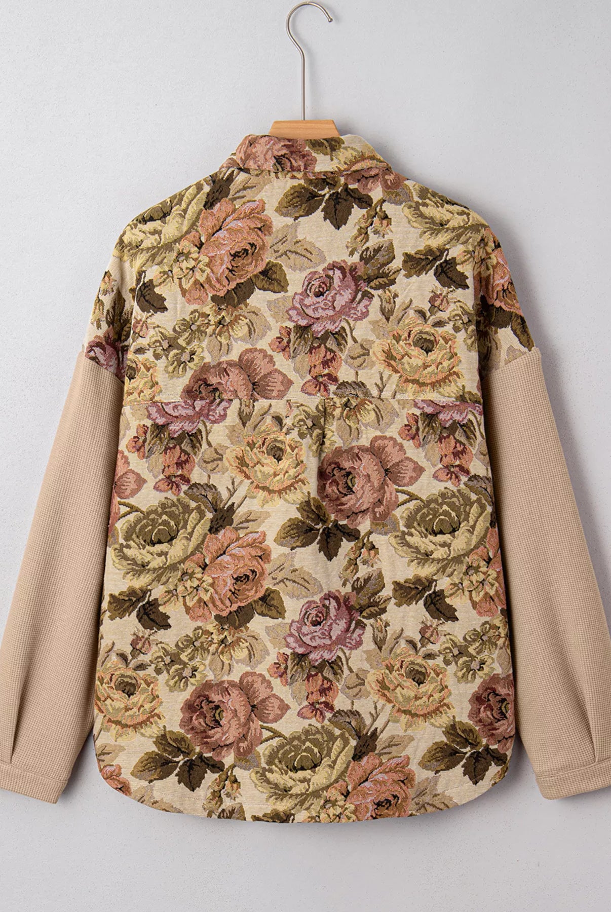 Floral Waffle Knit Patchwork Chest Pockets Buttoned Jacket-Jacket-Krush Kandy, Women's Online Fashion Boutique Located in Phoenix, Arizona (Scottsdale Area)