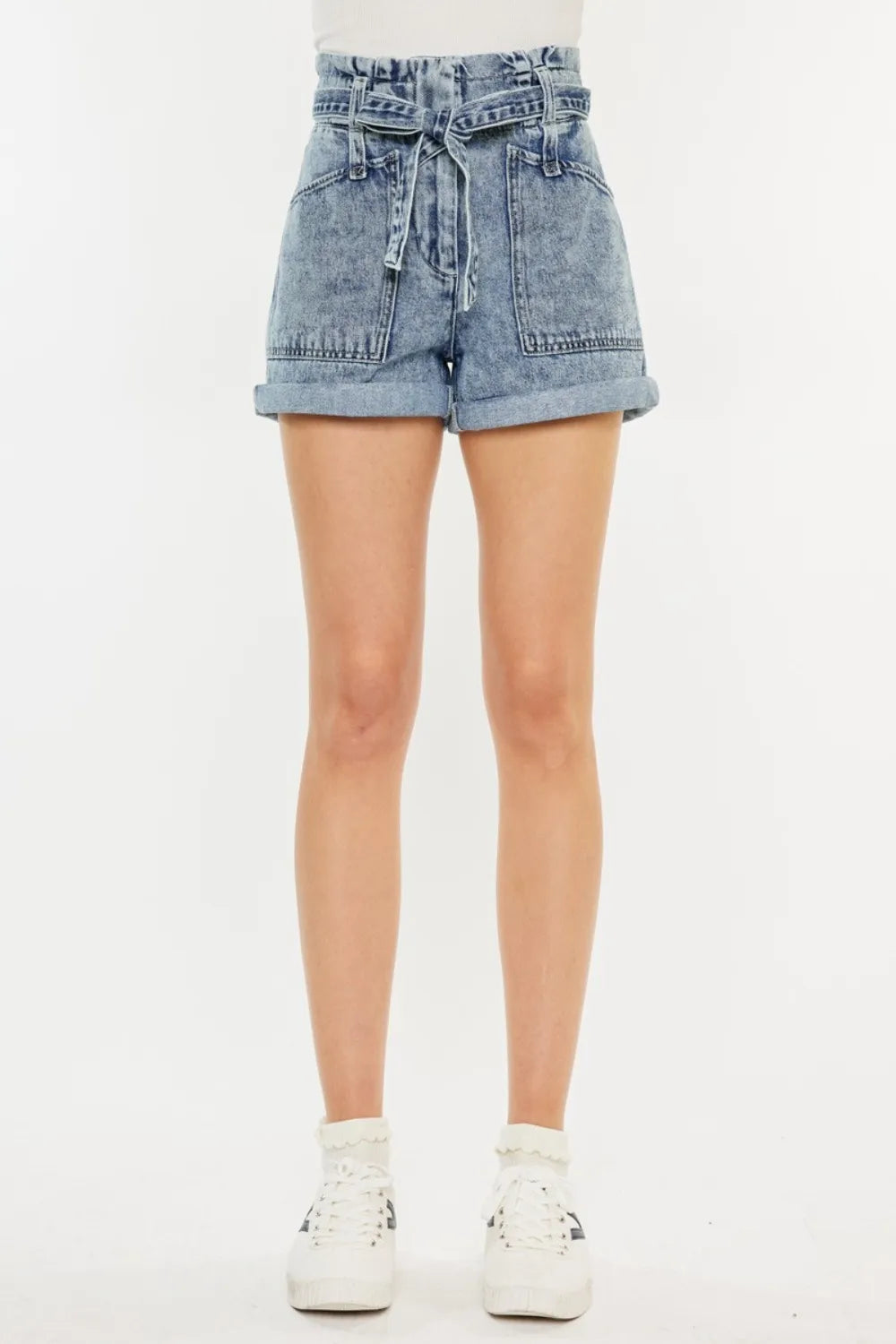 Kancan Ultra High Rise Paperbag Denim Shorts-shorts-Krush Kandy, Women's Online Fashion Boutique Located in Phoenix, Arizona (Scottsdale Area)