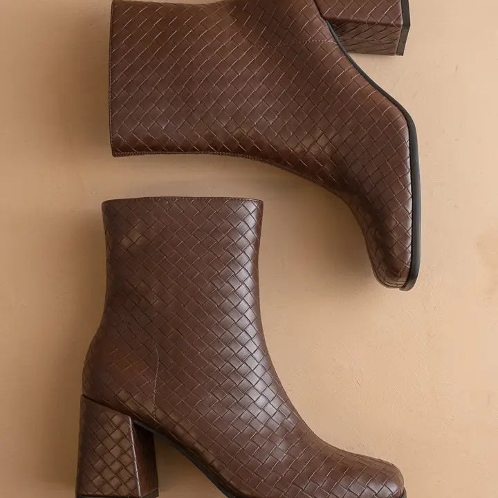 The Demi | Woven Block Heel Ankle Boot-Boots-Krush Kandy, Women's Online Fashion Boutique Located in Phoenix, Arizona (Scottsdale Area)