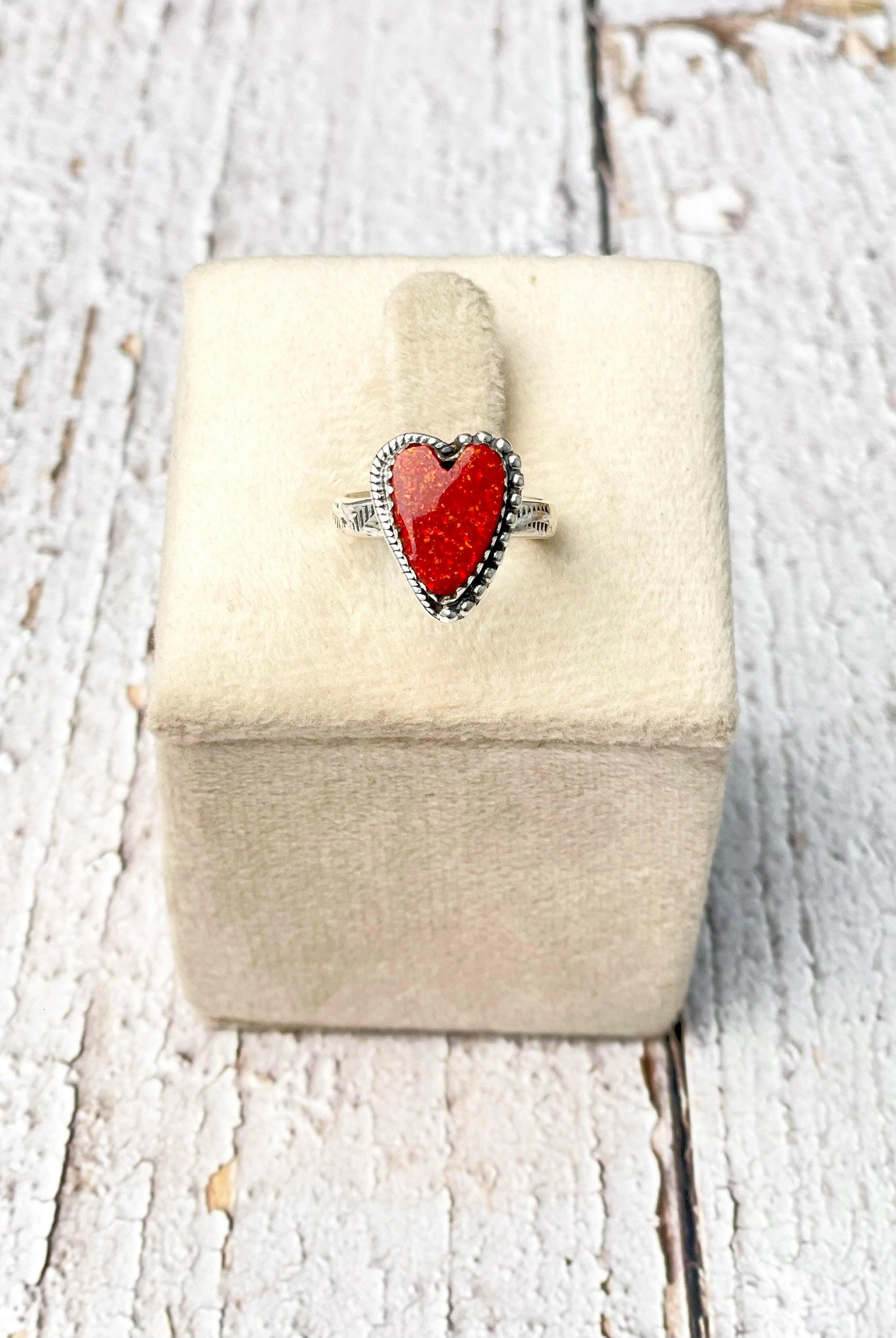 Stamped Red Opal Heart Slab Ring MADE TO ORDER-Ring Sizers-Krush Kandy, Women's Online Fashion Boutique Located in Phoenix, Arizona (Scottsdale Area)