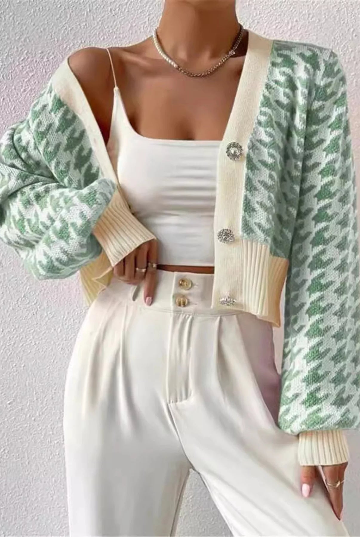 Houndstooth V-Neck Button Up Cardigan-Cardigan-Krush Kandy, Women's Online Fashion Boutique Located in Phoenix, Arizona (Scottsdale Area)