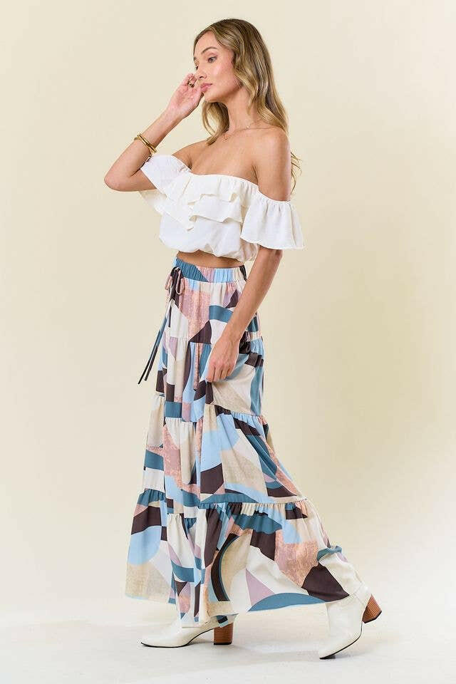 Geo Dreams Tiered Maxi Skirt-Skirts-Krush Kandy, Women's Online Fashion Boutique Located in Phoenix, Arizona (Scottsdale Area)