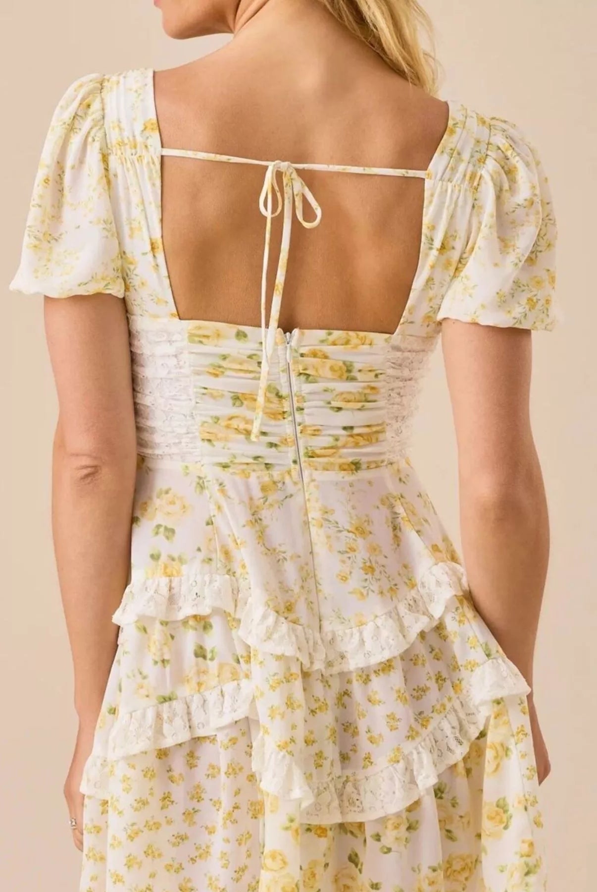 Floral Puff Sleeve Tiered Mini Dress-Dresses-Krush Kandy, Women's Online Fashion Boutique Located in Phoenix, Arizona (Scottsdale Area)