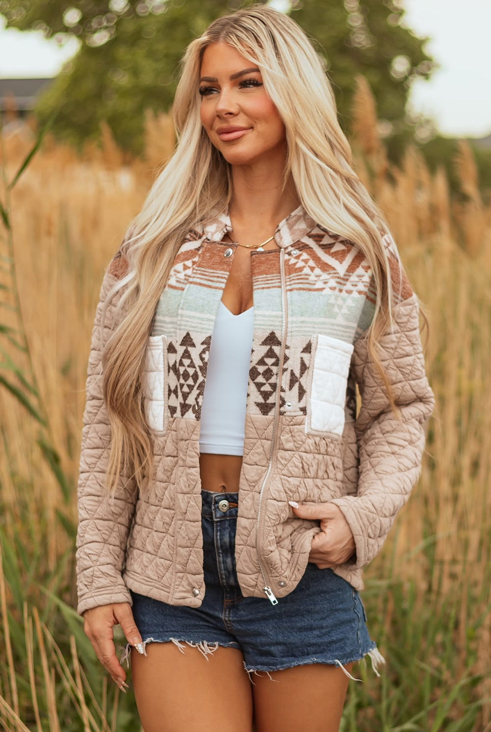Western Quilted Aztec Jacket-Jacket-Krush Kandy, Women's Online Fashion Boutique Located in Phoenix, Arizona (Scottsdale Area)
