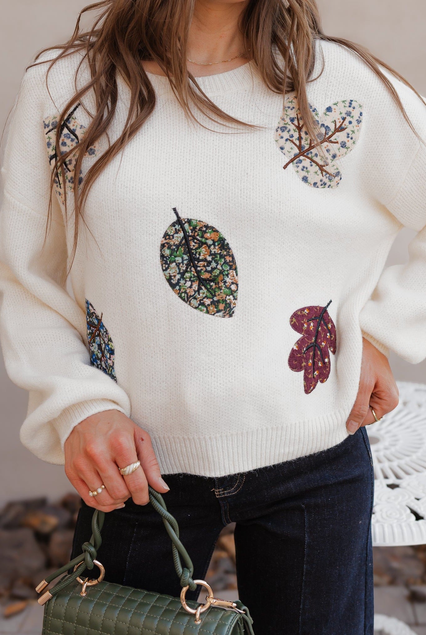 Free Fall Leaf Patchwork Sweater XS-3X-Sweaters-Krush Kandy, Women's Online Fashion Boutique Located in Phoenix, Arizona (Scottsdale Area)