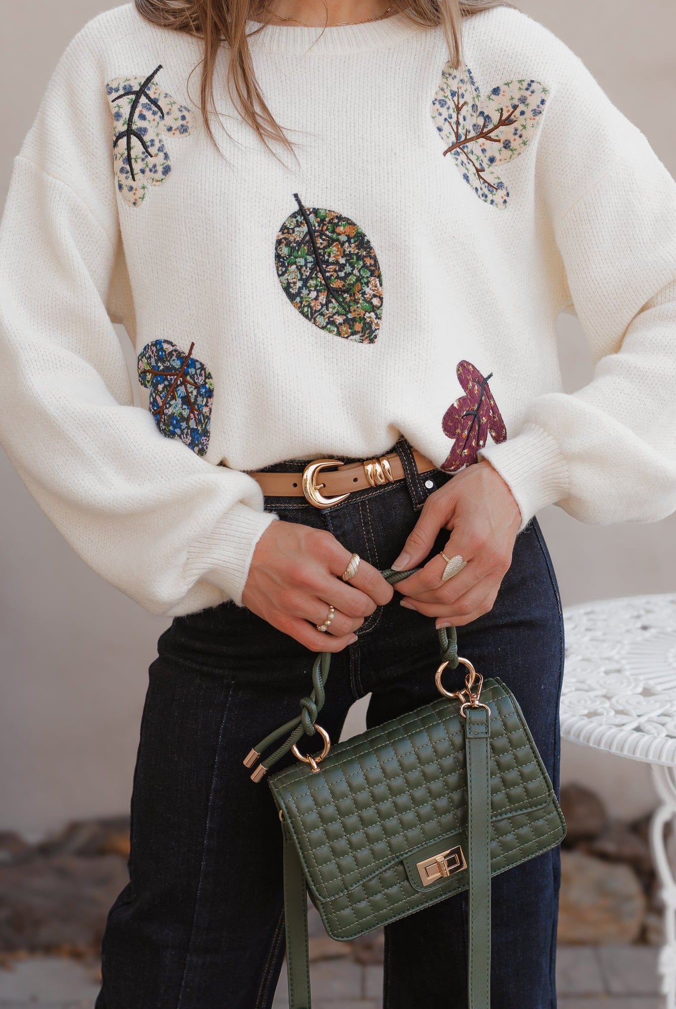 Free Fall Leaf Patchwork Sweater XS-3X-Sweaters-Krush Kandy, Women's Online Fashion Boutique Located in Phoenix, Arizona (Scottsdale Area)