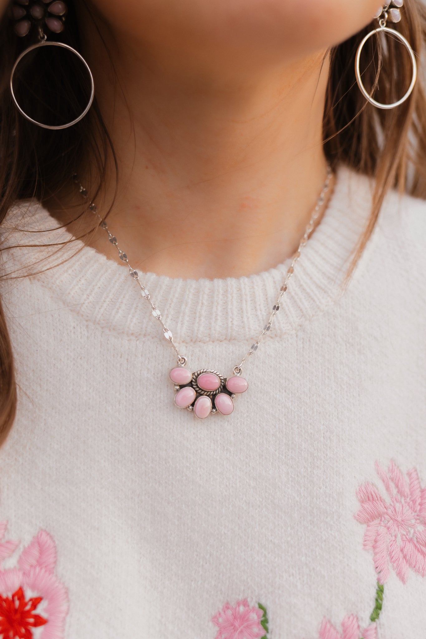 Half Blossom Cluster Pink Conch Necklace | MADE TO ORDER-Necklace-Krush Kandy, Women's Online Fashion Boutique Located in Phoenix, Arizona (Scottsdale Area)