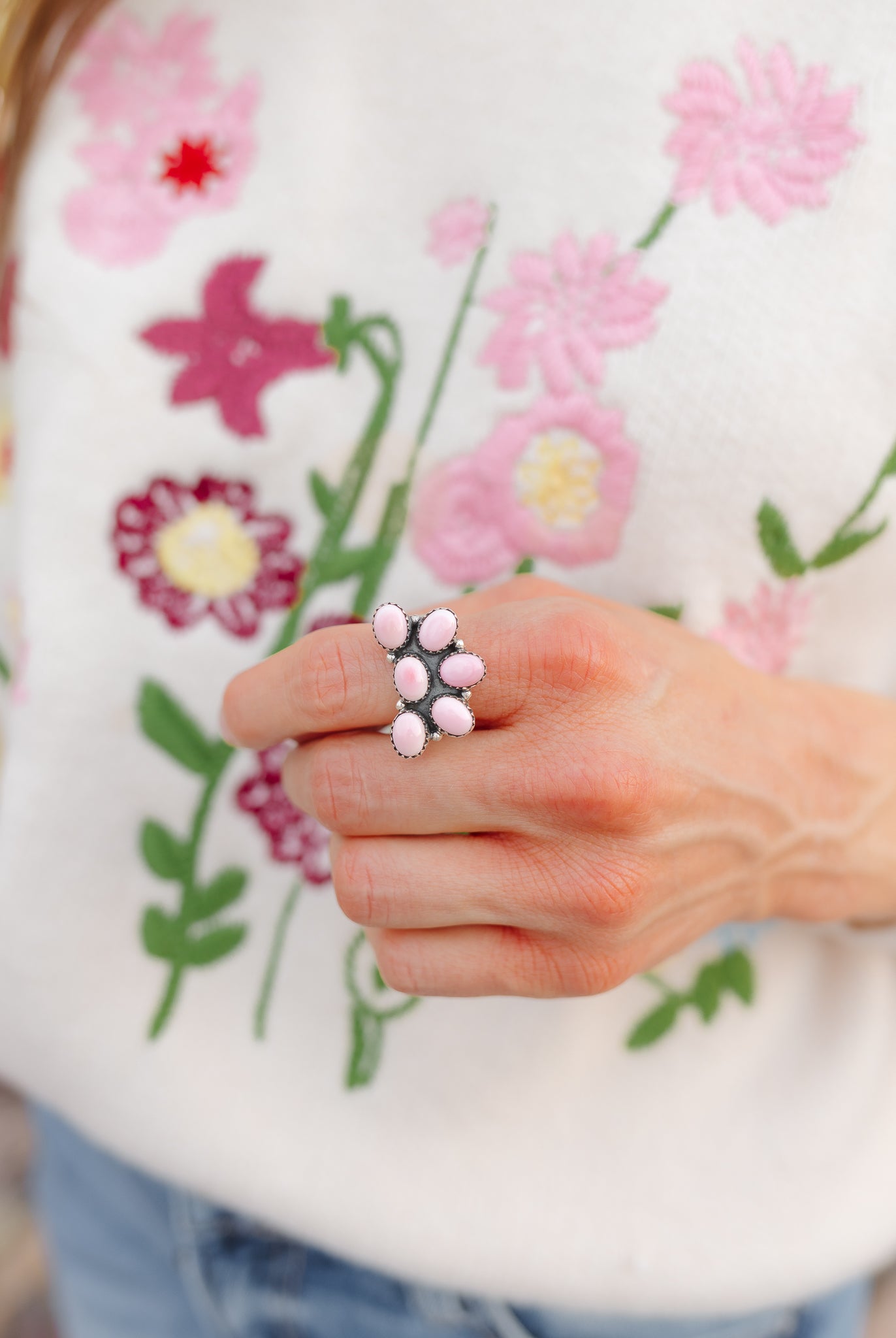 Half Blossom Cluster Pink Conch Ring | MADE TO ORDER-Ring-Krush Kandy, Women's Online Fashion Boutique Located in Phoenix, Arizona (Scottsdale Area)