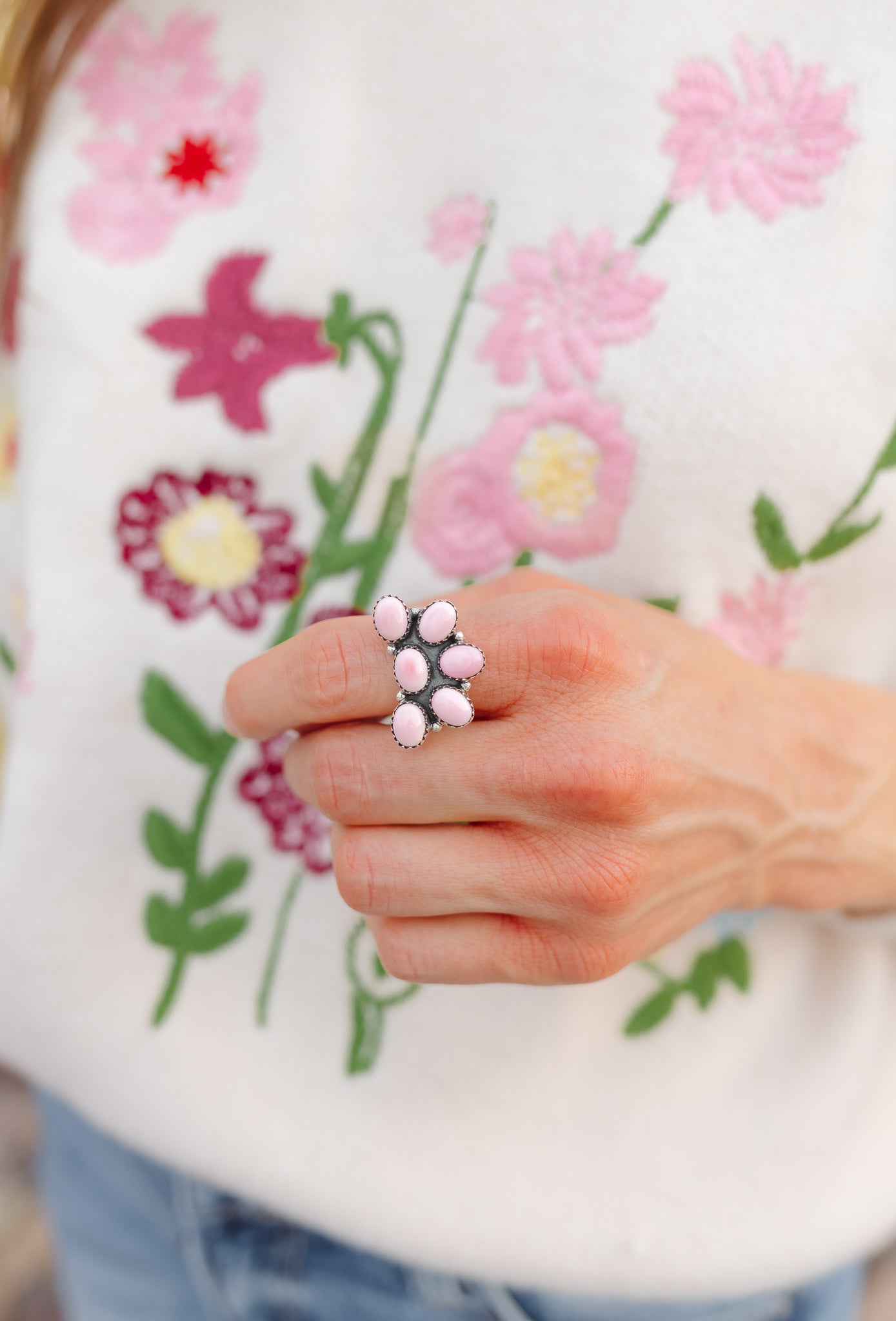 Half Blossom Cluster Pink Conch Ring | MADE TO ORDER-Ring-Krush Kandy, Women's Online Fashion Boutique Located in Phoenix, Arizona (Scottsdale Area)