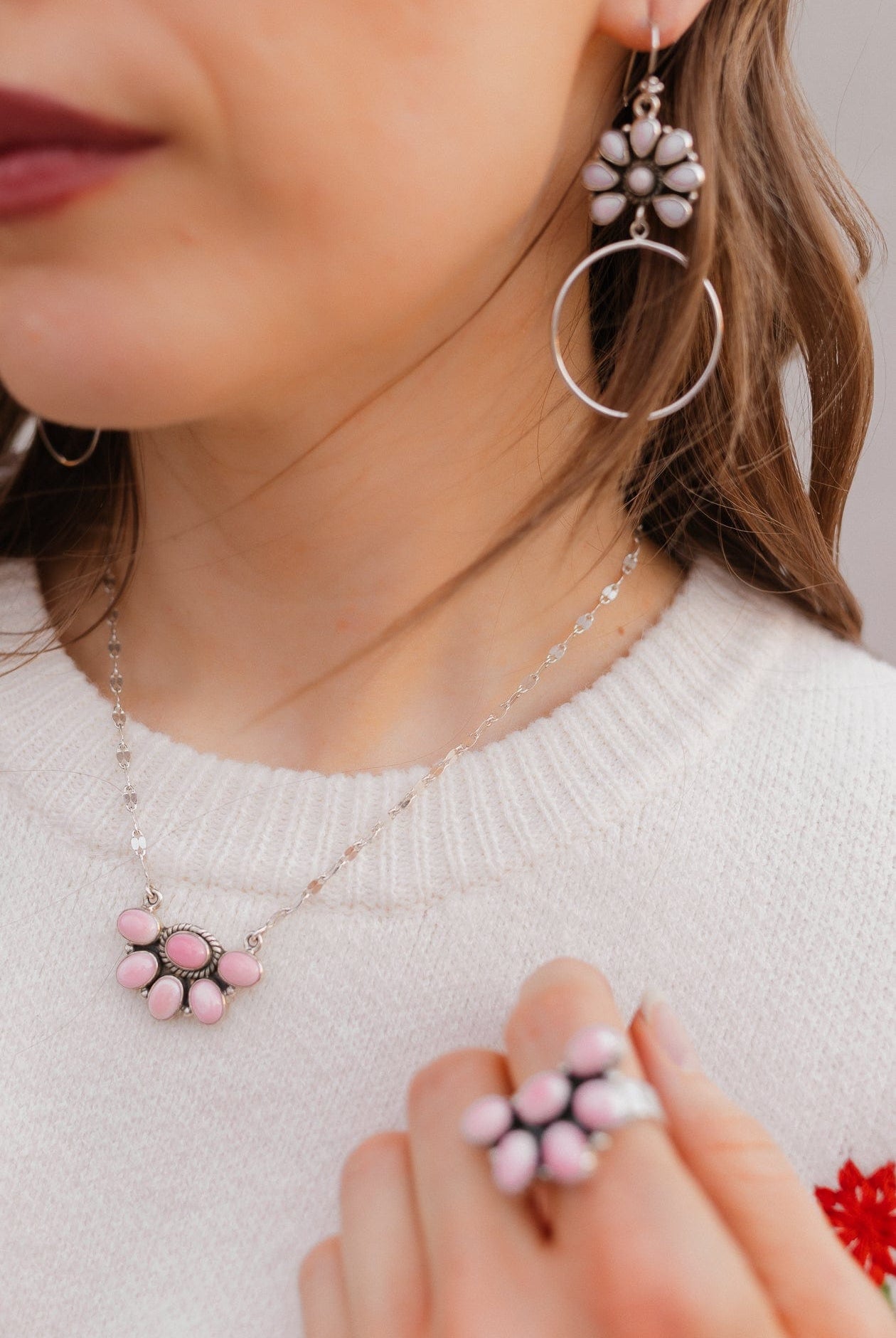 Half Blossom Cluster Pink Conch Necklace | MADE TO ORDER-Necklace-Krush Kandy, Women's Online Fashion Boutique Located in Phoenix, Arizona (Scottsdale Area)