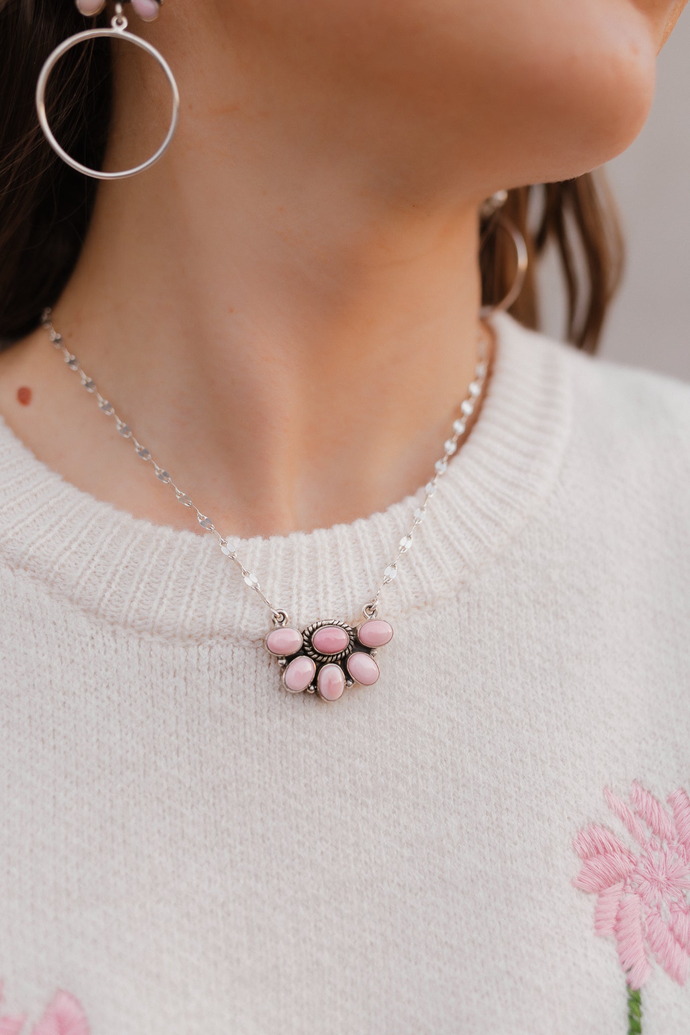 Half Blossom Cluster Pink Conch Necklace | MADE TO ORDER-Necklace-Krush Kandy, Women's Online Fashion Boutique Located in Phoenix, Arizona (Scottsdale Area)