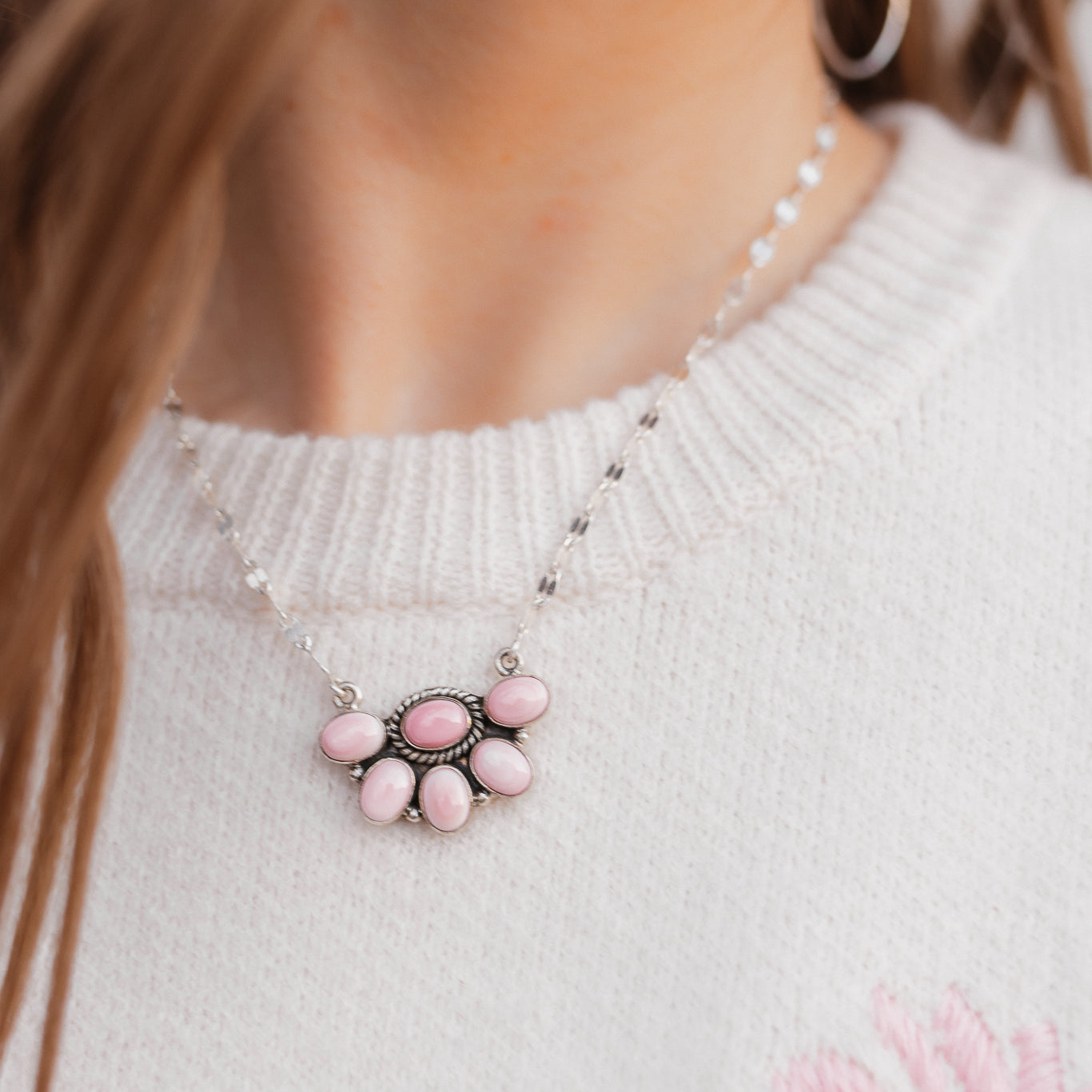 Half Blossom Cluster Pink Conch Necklace | MADE TO ORDER-Necklace-Krush Kandy, Women's Online Fashion Boutique Located in Phoenix, Arizona (Scottsdale Area)