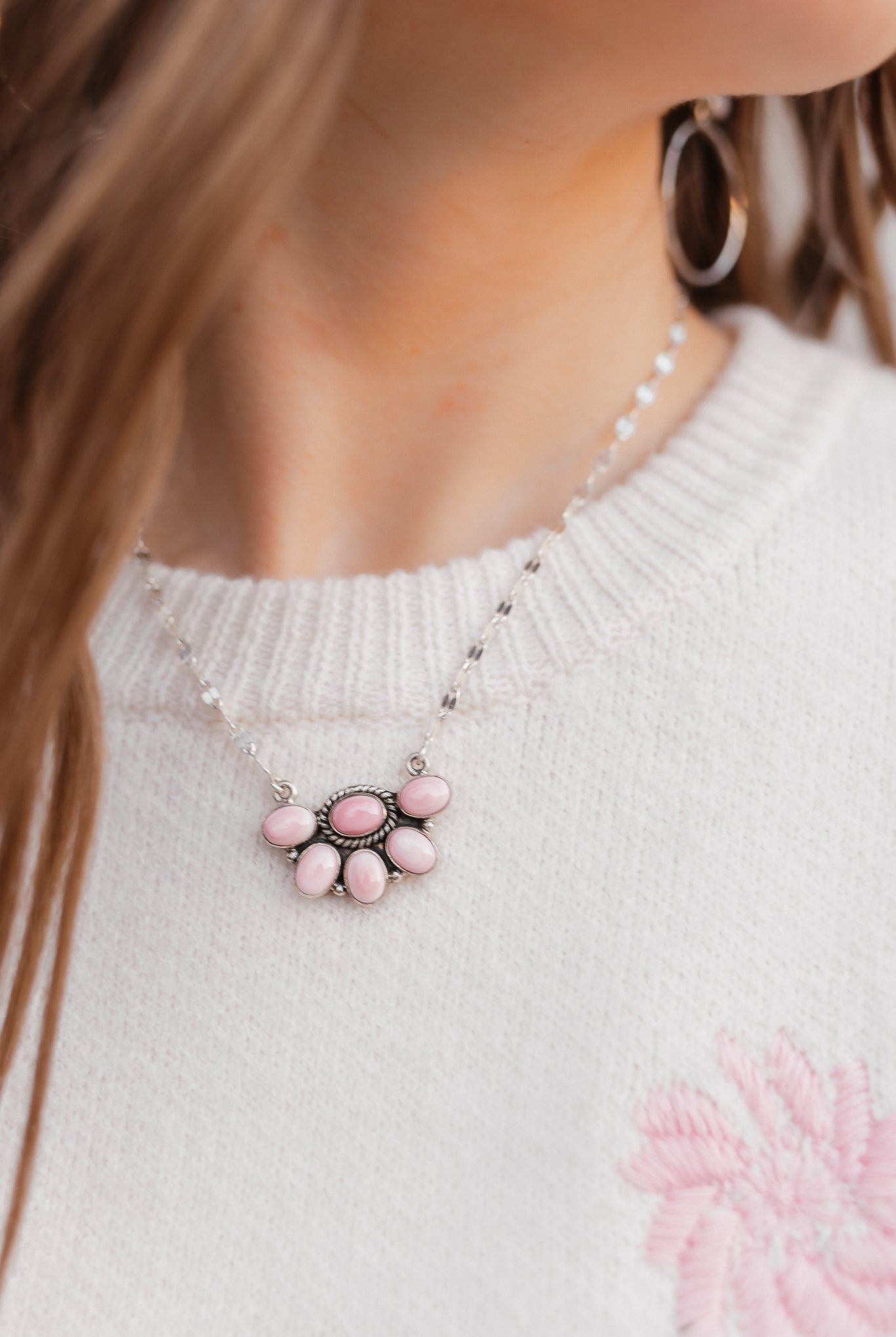 Half Blossom Cluster Pink Conch Necklace | MADE TO ORDER-Necklace-Krush Kandy, Women's Online Fashion Boutique Located in Phoenix, Arizona (Scottsdale Area)