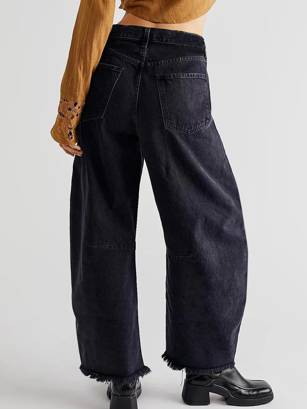 Raw Hem Wide Leg Jeans with Pockets-Jeans-Krush Kandy, Women's Online Fashion Boutique Located in Phoenix, Arizona (Scottsdale Area)