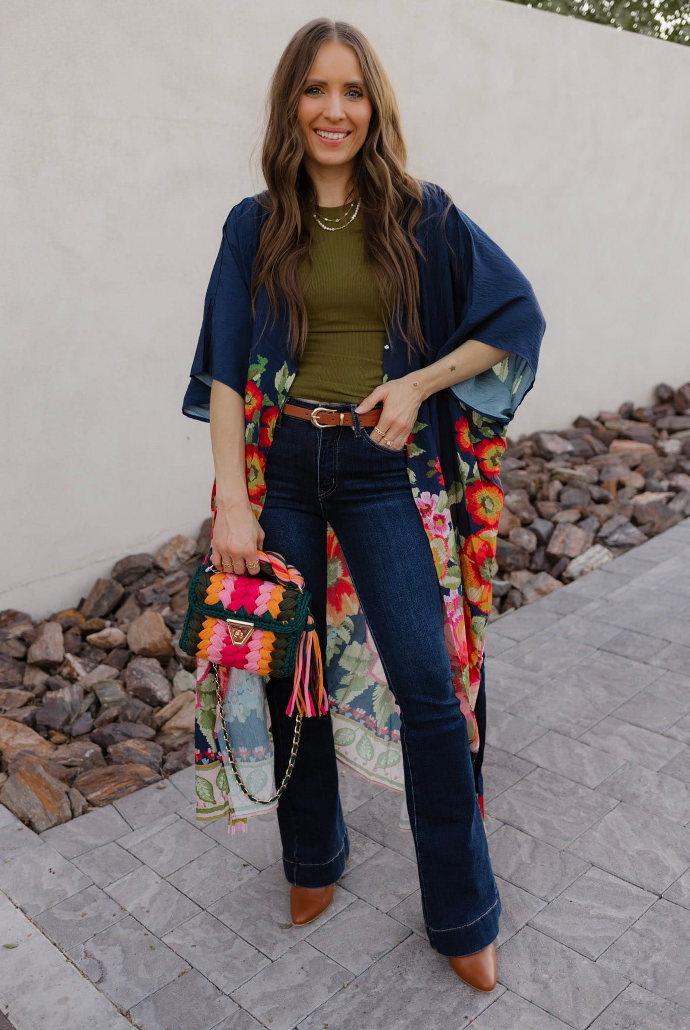 Boho Luxe Styling with the Giant Floral Kimono Duster-Kimonos-Krush Kandy, Women's Online Fashion Boutique Located in Phoenix, Arizona (Scottsdale Area)