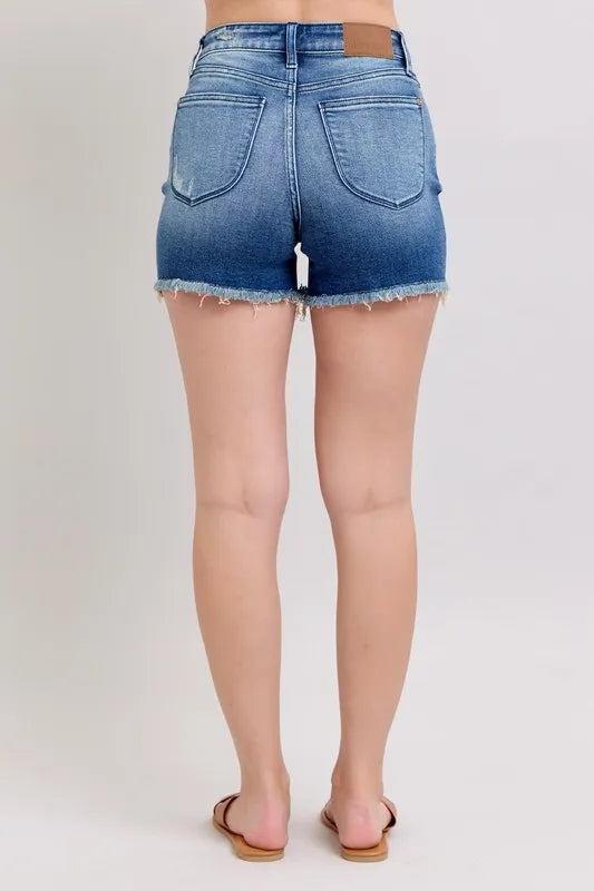 Judy Blue V-Front Shield Pocket Denim Shorts-Denim-Krush Kandy, Women's Online Fashion Boutique Located in Phoenix, Arizona (Scottsdale Area)