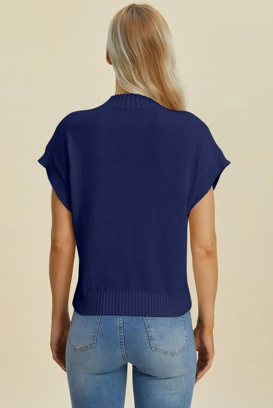 Double Take Full Size Mock Neck Short Sleeve Sweater-Krush Kandy, Women's Online Fashion Boutique Located in Phoenix, Arizona (Scottsdale Area)