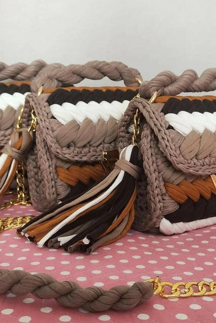 Caramel Knots Handmade Crochet Purse-handbags-Krush Kandy, Women's Online Fashion Boutique Located in Phoenix, Arizona (Scottsdale Area)