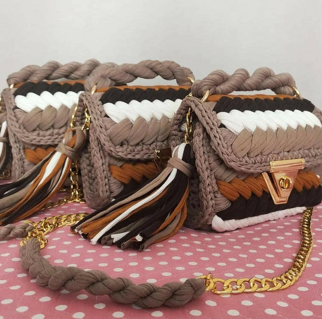 Caramel Knots Handmade Crochet Purse-handbags-Krush Kandy, Women's Online Fashion Boutique Located in Phoenix, Arizona (Scottsdale Area)