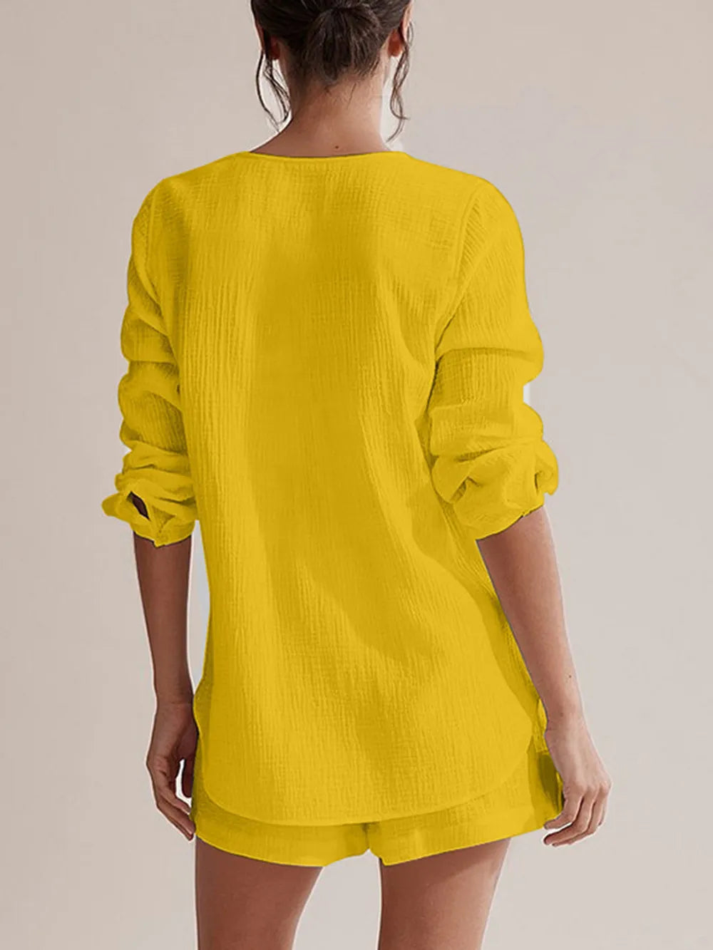 Notched Long Sleeve Top and Shorts Set-Krush Kandy, Women's Online Fashion Boutique Located in Phoenix, Arizona (Scottsdale Area)