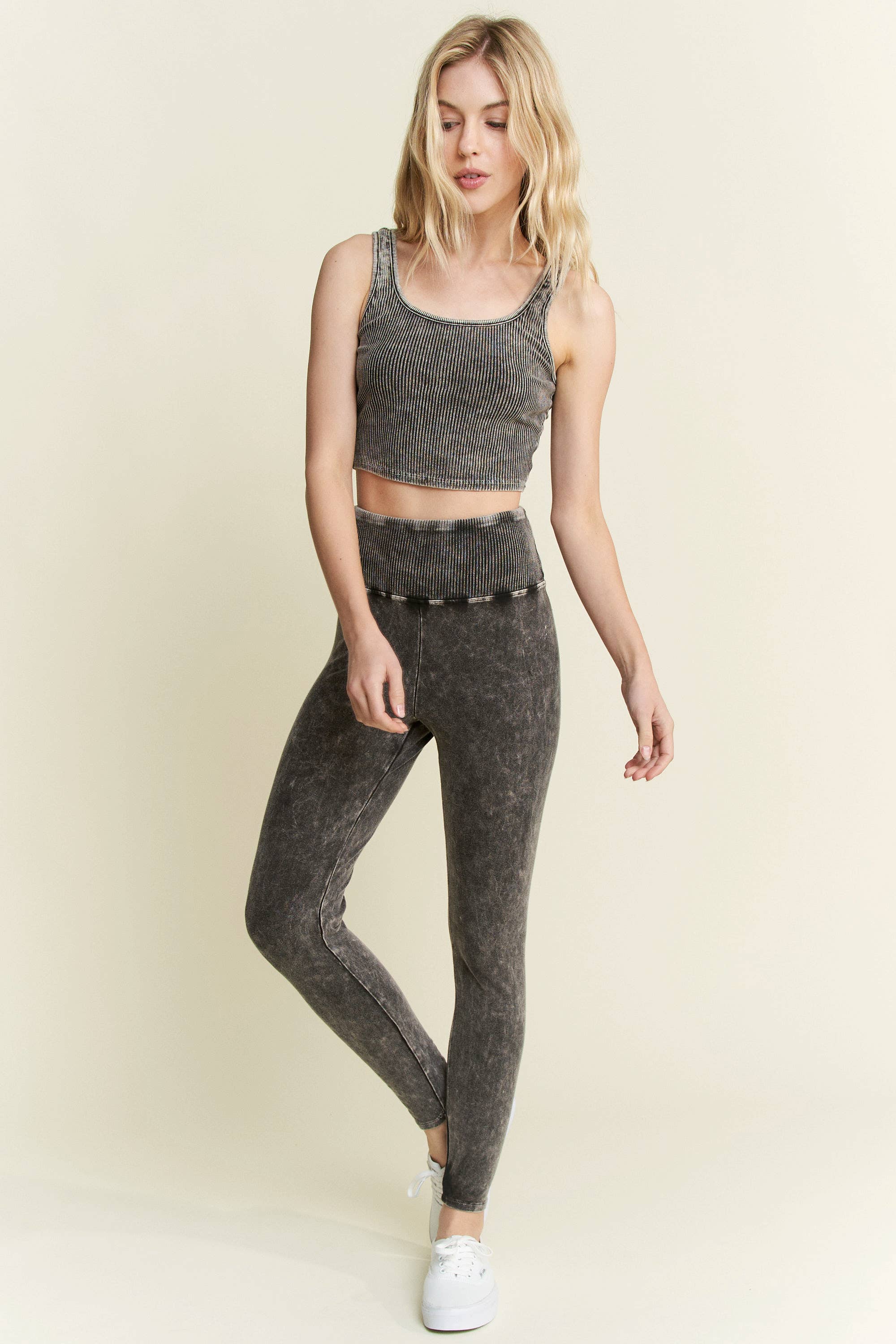 Mineral Wash Wide Banded Leggings-Leggings-Krush Kandy, Women's Online Fashion Boutique Located in Phoenix, Arizona (Scottsdale Area)