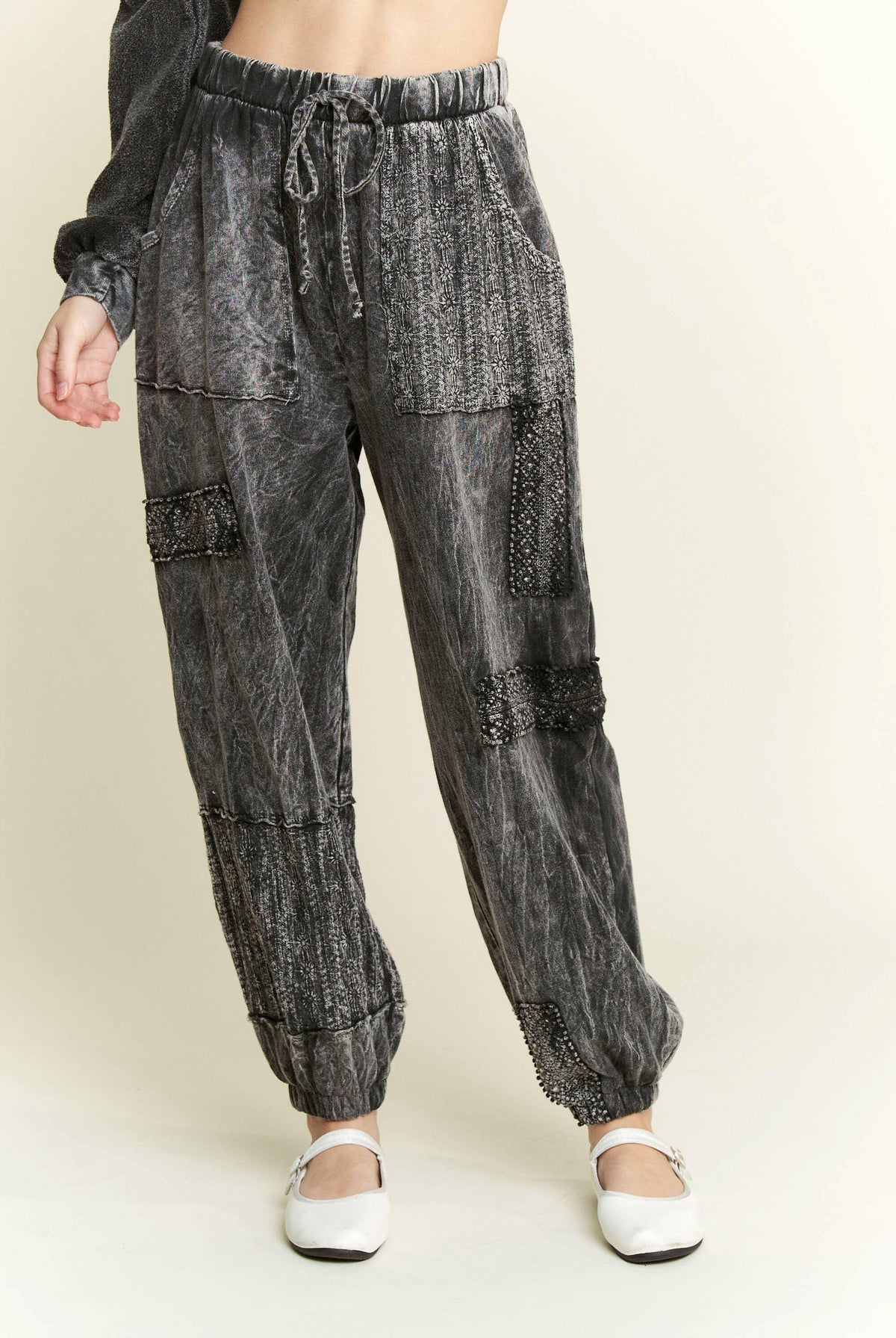 MineralWash Eyelet detailed Boho Joggers-Krush Kandy, Women's Online Fashion Boutique Located in Phoenix, Arizona (Scottsdale Area)