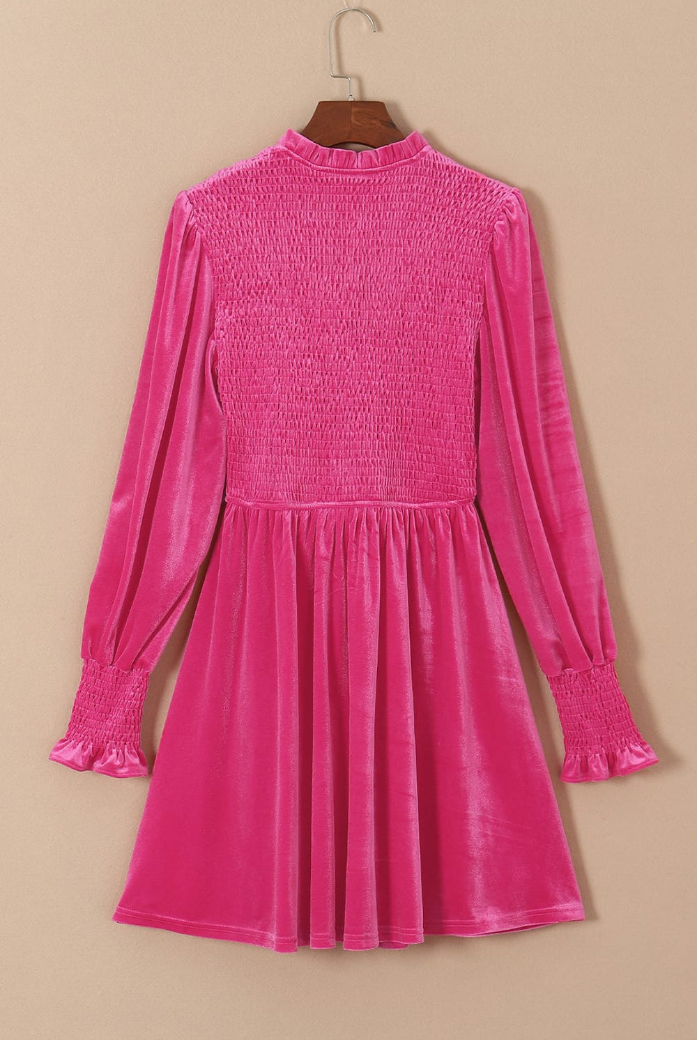 Smocked Round Neck Long Sleeve Dress-Dresses-Krush Kandy, Women's Online Fashion Boutique Located in Phoenix, Arizona (Scottsdale Area)