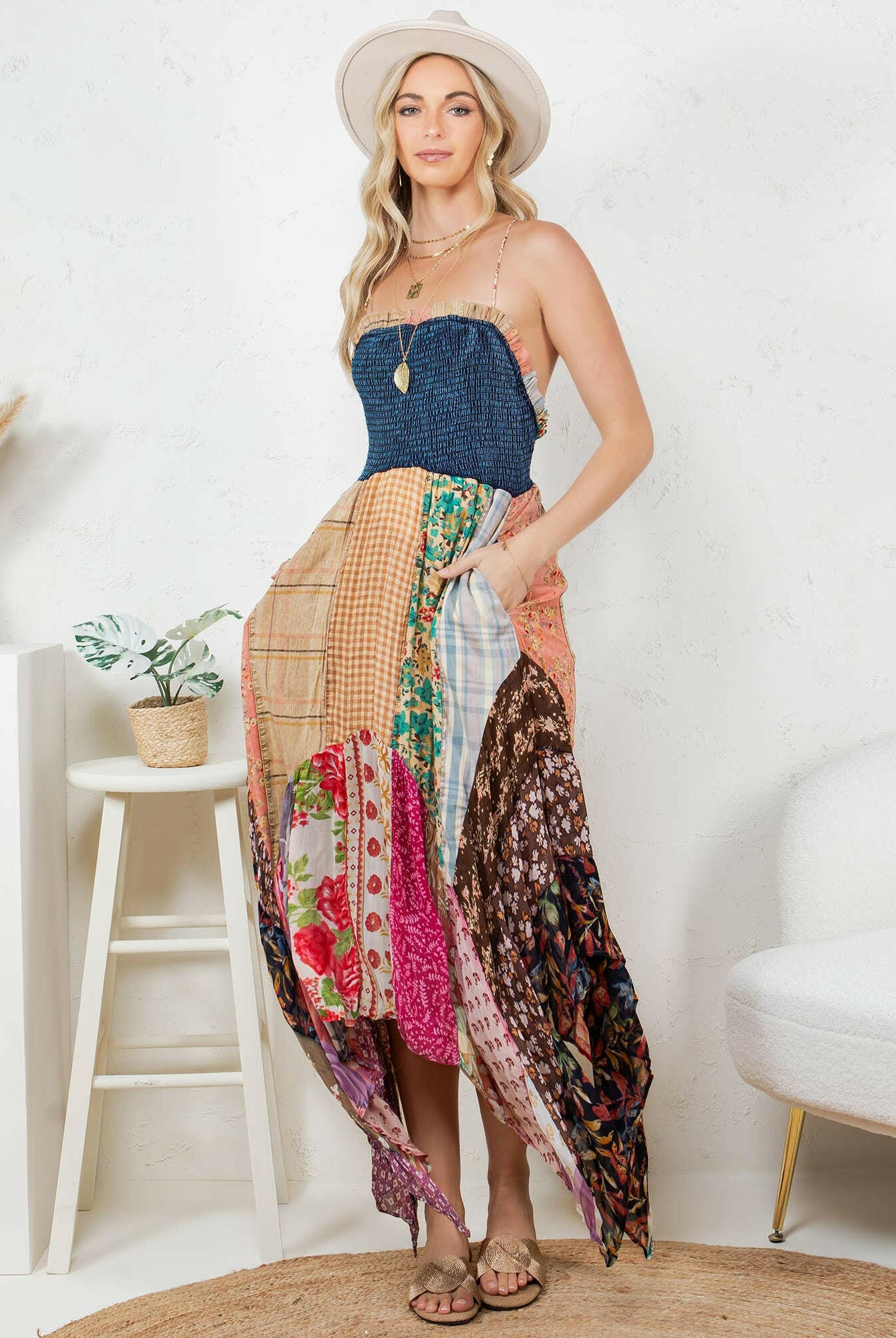Boho Handkerchief Midi Dress-Dresses-Krush Kandy, Women's Online Fashion Boutique Located in Phoenix, Arizona (Scottsdale Area)