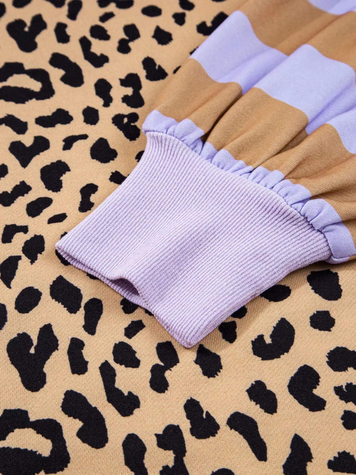 Stripe Color Block Patchwork Leopard Casual Sweatshirt with Slits-Sweaters-Krush Kandy, Women's Online Fashion Boutique Located in Phoenix, Arizona (Scottsdale Area)