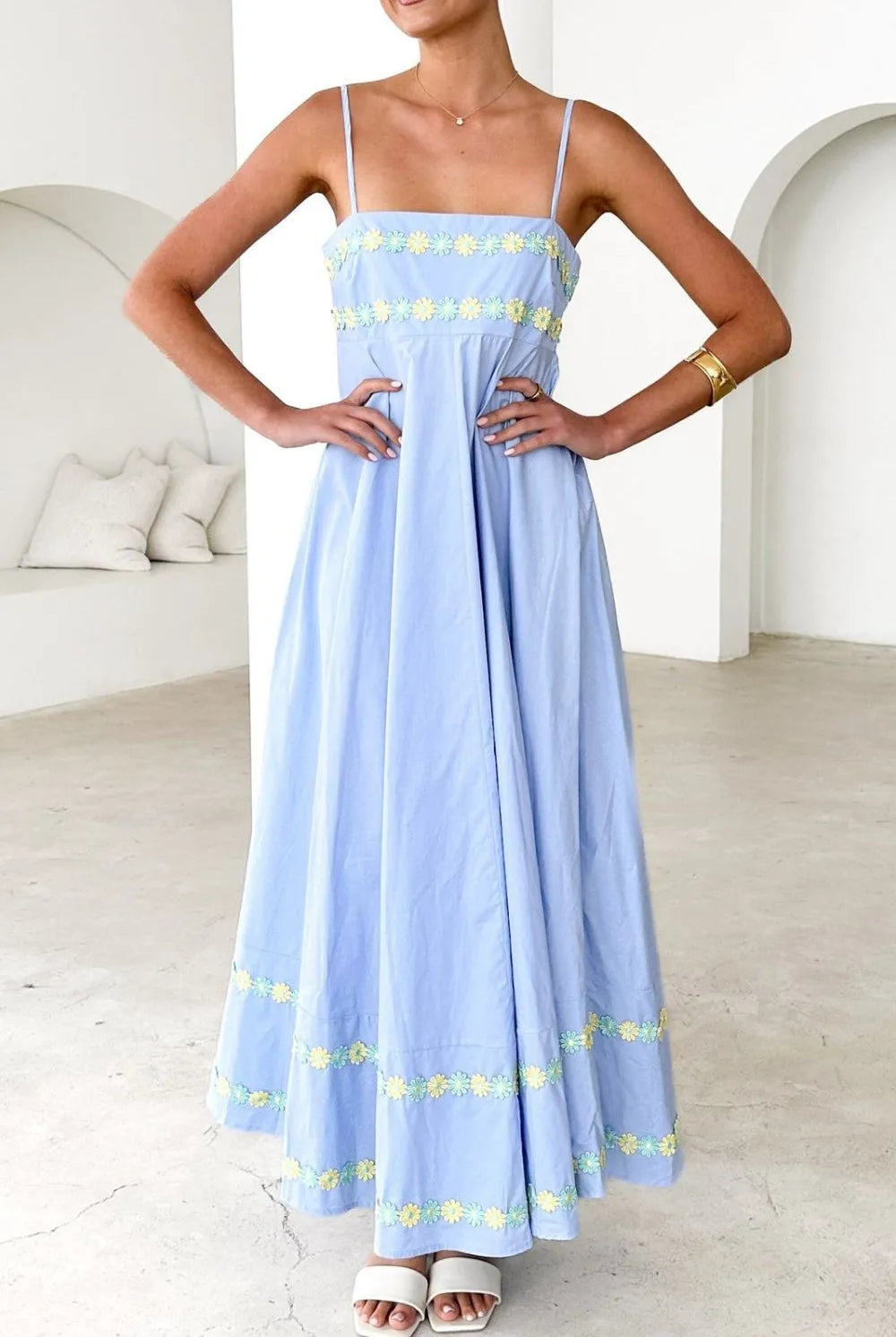 Floral Embroidered Spaghetti Strap Maxi Dress-Dresses-Krush Kandy, Women's Online Fashion Boutique Located in Phoenix, Arizona (Scottsdale Area)