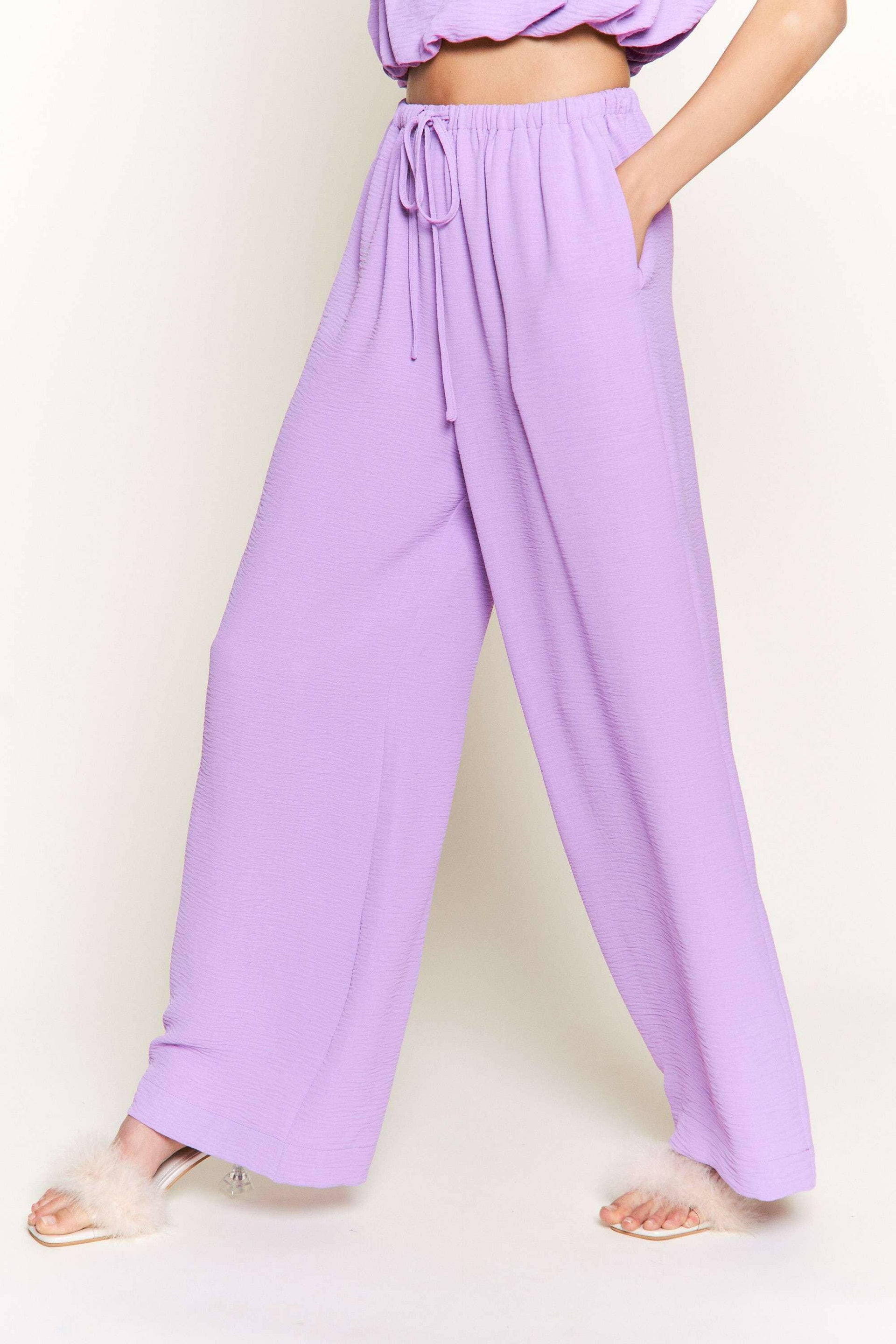 Lilac Lounge Wide Leg Pants-Pants-Krush Kandy, Women's Online Fashion Boutique Located in Phoenix, Arizona (Scottsdale Area)
