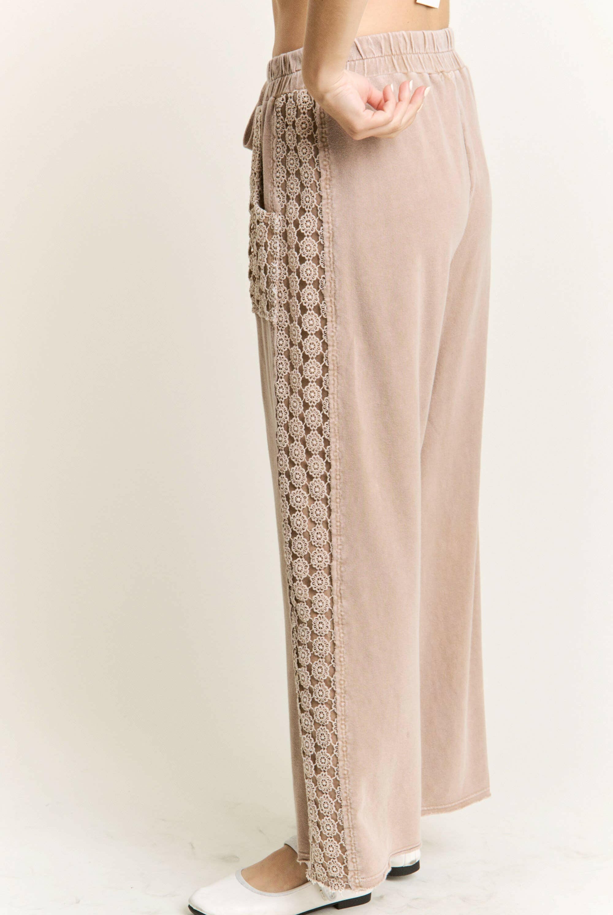 MineralWash Floral Daisy trim Pants-PANTS-Krush Kandy, Women's Online Fashion Boutique Located in Phoenix, Arizona (Scottsdale Area)