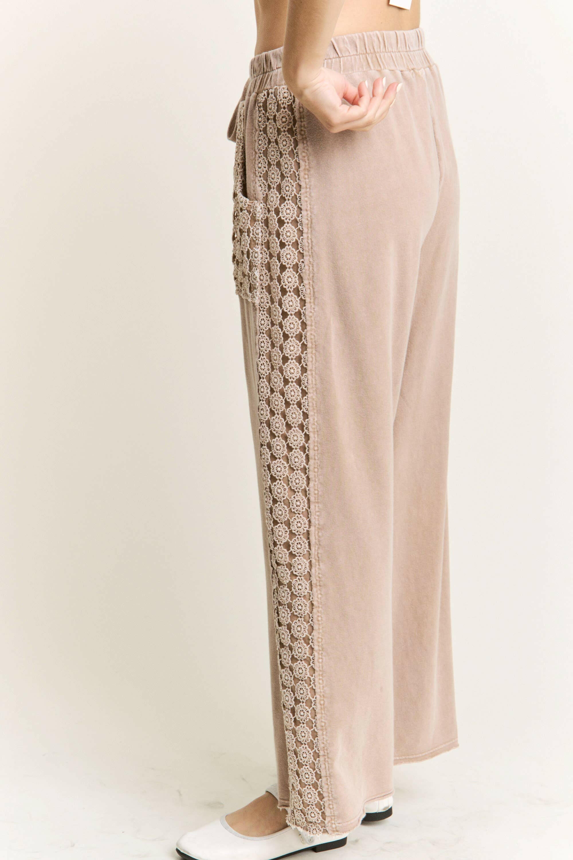 MineralWash Floral Daisy trim Pants-PANTS-Krush Kandy, Women's Online Fashion Boutique Located in Phoenix, Arizona (Scottsdale Area)