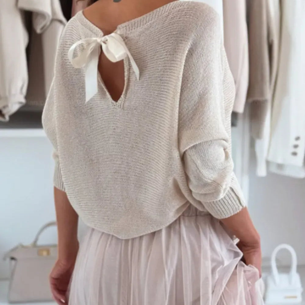 Bow Back Boat Neck Batwing Sleeve Sweater-Krush Kandy, Women's Online Fashion Boutique Located in Phoenix, Arizona (Scottsdale Area)