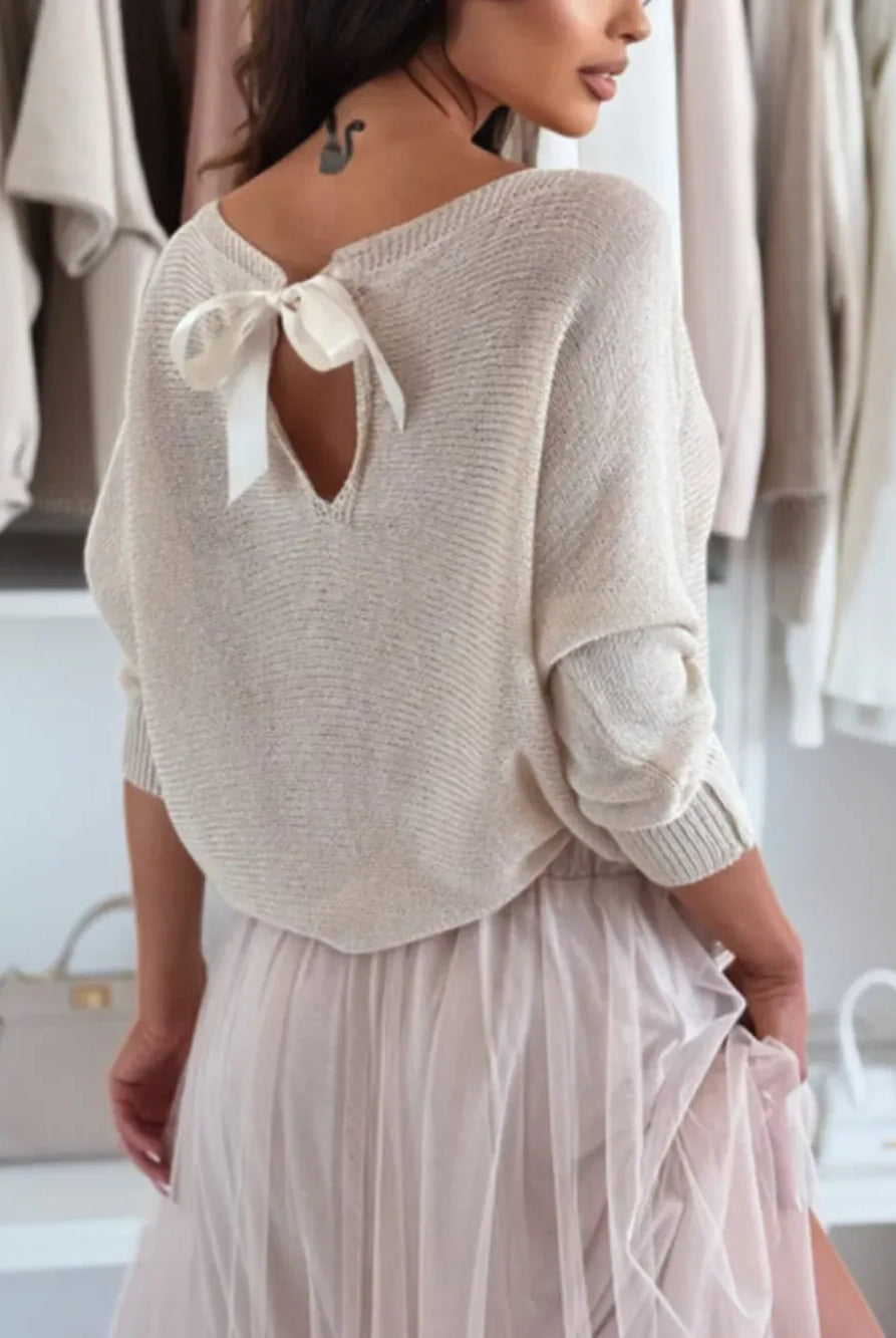 Bow Back Boat Neck Batwing Sleeve Sweater-Krush Kandy, Women's Online Fashion Boutique Located in Phoenix, Arizona (Scottsdale Area)